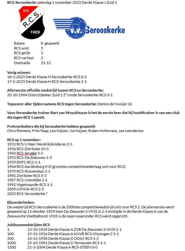 RCSstats's tweet photo. Een jubileumwedstrijd voor RCS, de 2000ste competitiewedstrijd (ZVB/KNVB) uit de clubgeschiedenis. Serooskerke komt a.s. zaterdag op bezoek in Oost-Souburg. https://t.co/rb3RZir8bq
