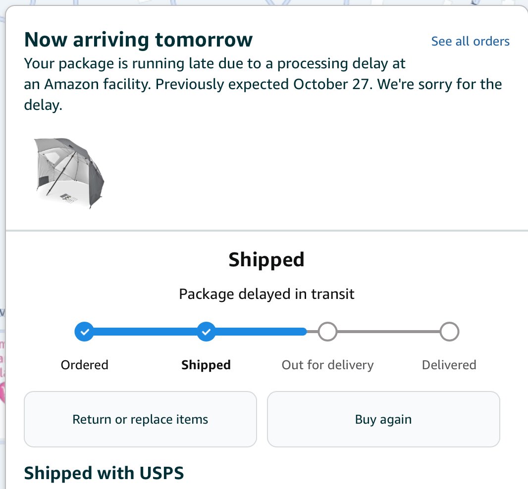 BESnow's tweet photo. ⁦@amazon⁩ ⁦@AmazonHelp⁩ it just keeps going, and going, and going. WHAT IS HAPPENING W/ Amazon Logistics. New Mission Statement. OVERpromise and UNDER-Deliver! https://t.co/YhJwaU0u0x