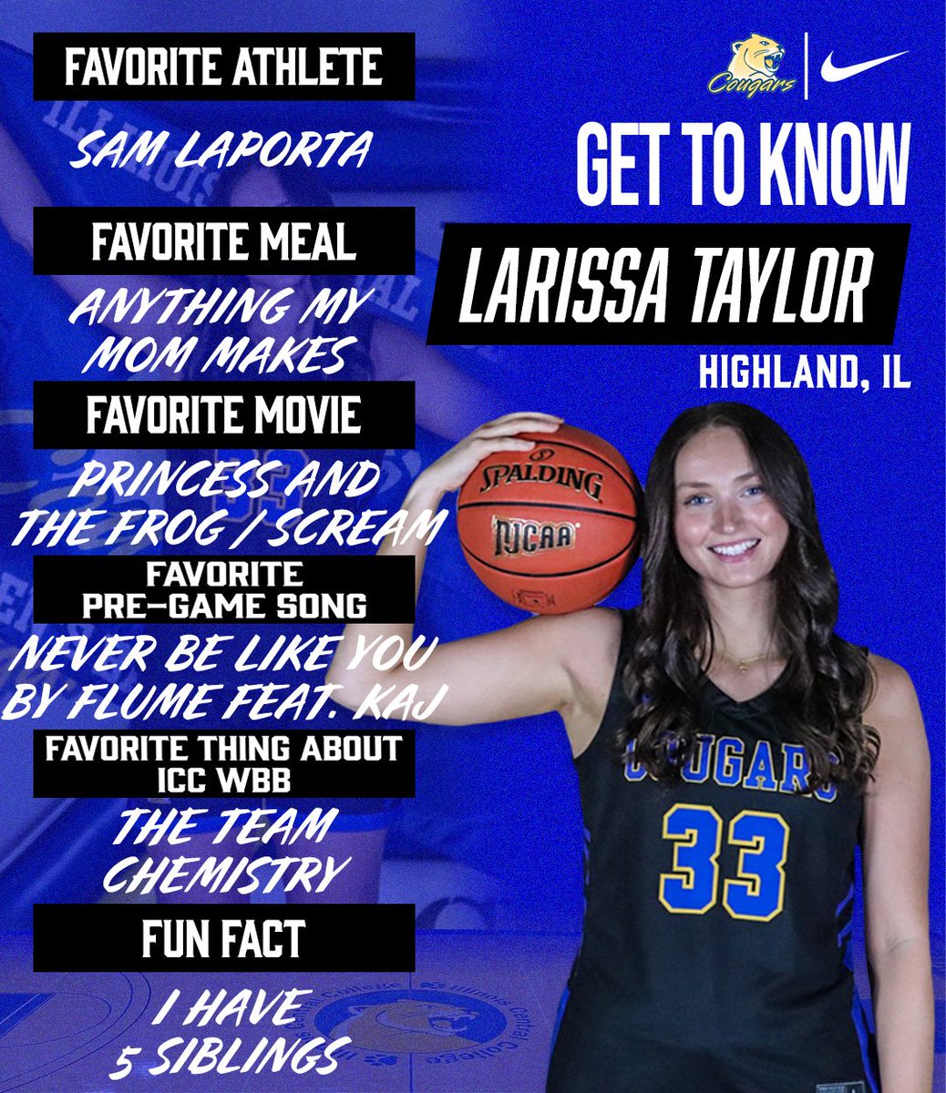 🏀Meet the Cougars🏀

Introducing, Sophomore, #33 Larissa Taylor!