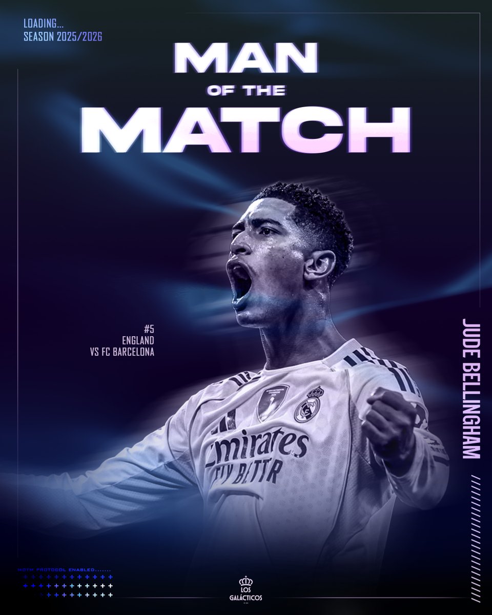 _LGalacticos's tweet photo. Jude Bellingham został Zawodnikiem Meczu Galacticos za wczorajsze El Clasico! https://t.co/Kdynzc9P7P