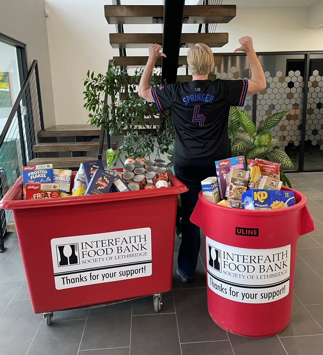 Our annual food drive for the Interfaith Food Bank of Lethbridge has wrapped up and we hit a “Springer Dinger”!  Thank you to EVERYONE who helped support our community and hit this out of the park! @interfaithfoodbank #community #support #yql