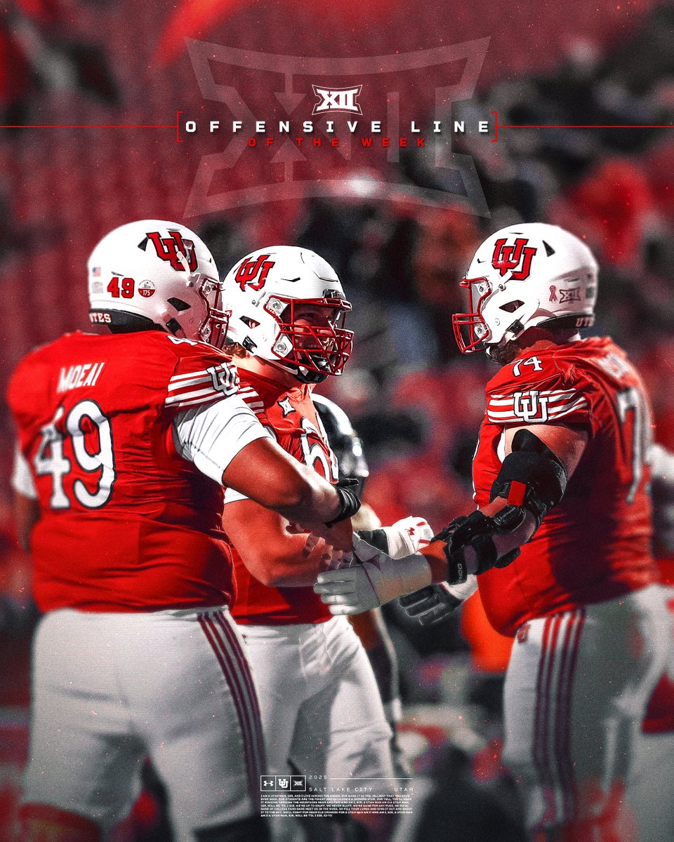 Utah_Football's tweet photo. 𝐎𝐁𝐋𝐎𝐂𝐊 earns themselves @Big12Conference 𝐎𝐟𝐟𝐞𝐧𝐬𝐢𝐯𝐞 𝐋𝐢𝐧𝐞 𝐨𝐟 𝐭𝐡𝐞 𝐖𝐞𝐞𝐤 after a dominate showing over the weekend‼️

#GoUtes https://t.co/ajY1rruDFF