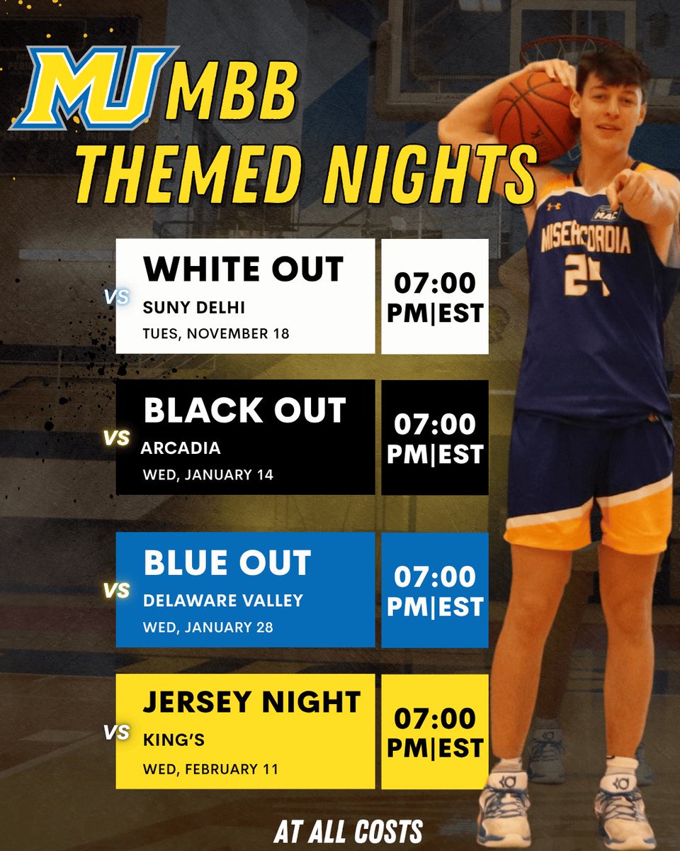 ‼️THEMED NIGHTS‼️

Catch your Cougars in their home opener November 18th

Let’s pack the Andy!!

#rollcougs | #atallcosts | #d3hoops