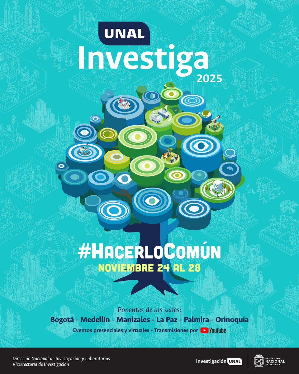 UNAL Investiga es el espacio para que el conocimiento se comparta, ¡se viva! Vamos a #HacerloComún ✨ 

💡 Esta  es una invitación a participar en una conversación pública, amplia y transformadora.

👉 Muy pronto conocerás la programación. 

#HacerloComún #UNALInvestiga2025