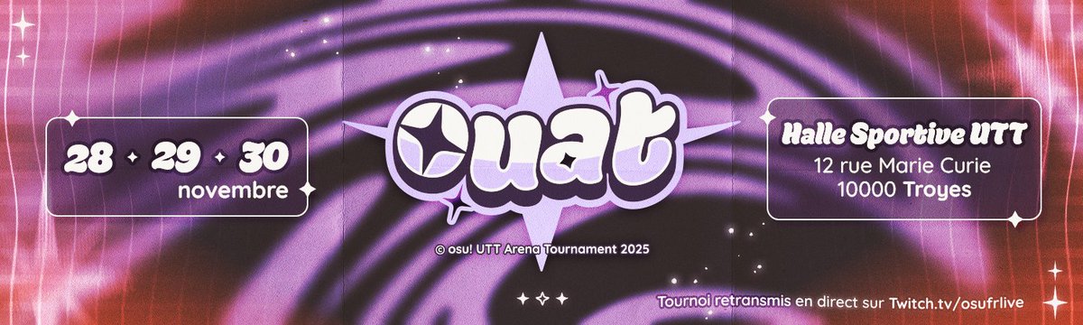 osufrlive's tweet image. 📣 Ouverture des inscriptions à l&apos;osu! @UTTArena Tournament 2025

Les tournois se dérouleront en 2v2 avec un arbre à double élimination, en osu! &amp;amp; osu!mania 4K 🎹 !

Inscriptions via form-auth.osufr.live/form/ouat2025-…

Plus d&apos;informations ➡️ osu.ppy.sh/community/foru…

⬇️⬇️