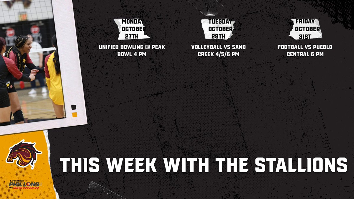 Join us tomorrow night for Senior Night as we conclude our volleyball season vs Falcon HS at 4/5/6 PM! #StallionUp