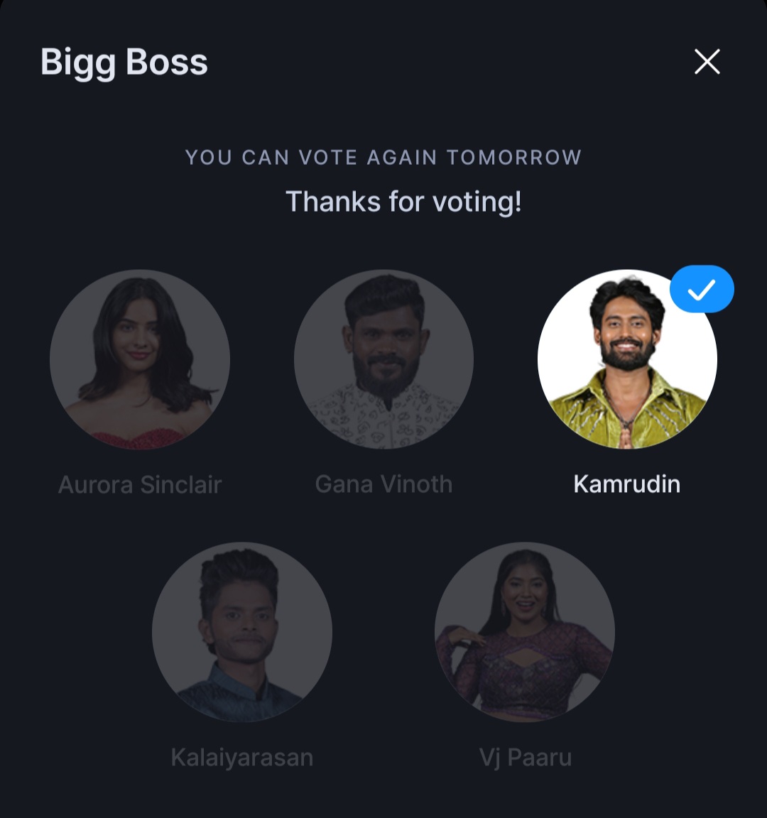 Goodkindsoul1's tweet image. Done my part ❤️✨️..Vote for #Kamrudin 
#KamrudinSquad
#BiggBossTamil9