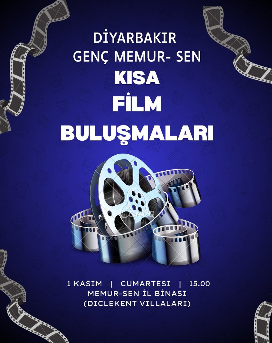 Diyarbakır Genç Memur -Sen Olarak Kısa Filmde Buluşuyoruz 🎬️

Genç Memur -Sen olarak her ayın ilk cumartesi kısa film buluşmalarında bir araya geliyoruz.

Birbirinden güzel kısa filmlerle ailece güzel vakit geçireceğiniz cumartesi günü için şimdiden kimseye söz vermeyin.🙂