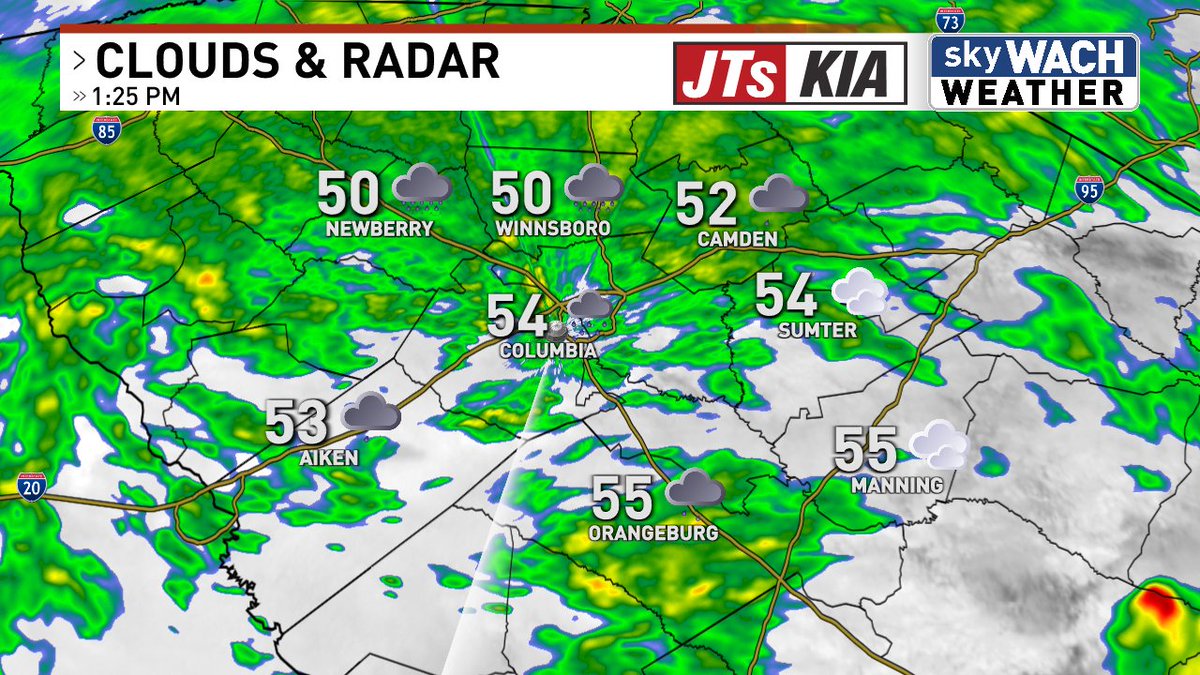 A chilly, wet day for South Carolina. Rain likely won't let up much until tomorrow. Even then, off and on light rain/drizzle will be possible.