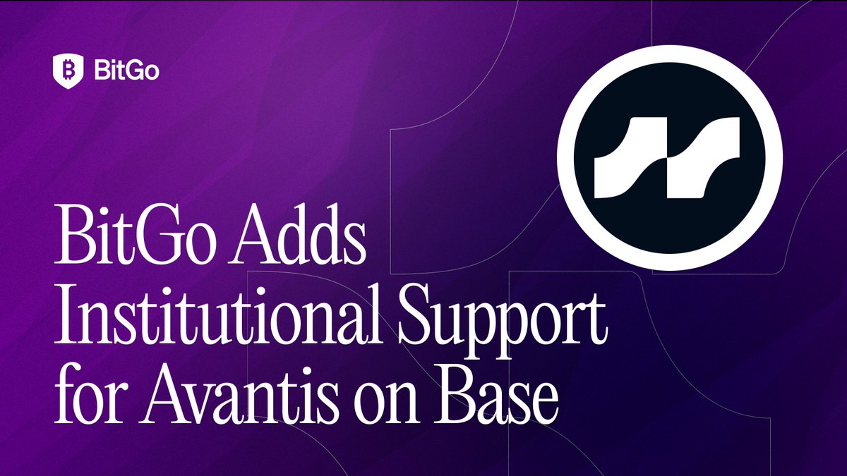 Institutional custody for $AVNT is now live on BitGo. @avantisfi brings  crypto and real-world assets together through unified onchain markets built  on Base. This addition gives institutions secure, compliant access to the