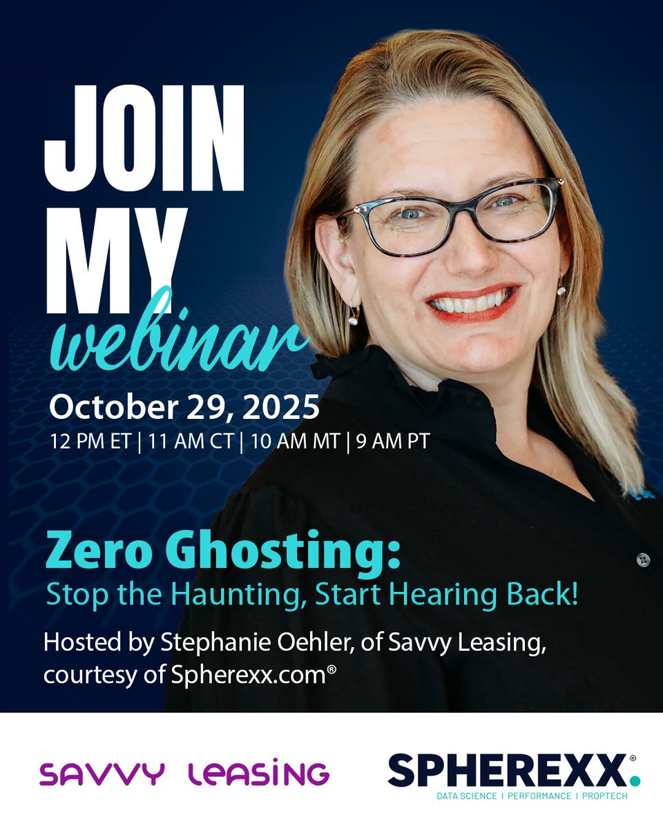 No tricks! Just treats at Stephanie’s wonderful webinar! Learn 6 ways to get prospects to stay! Save your seat at us06web.zoom.us/meeting/regist… #spherexx #SavvyLeasing