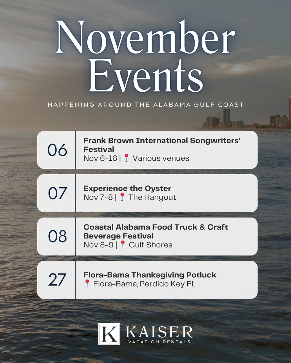 November brings together the best of the season—festivals, markets, and celebrations for the whole family. Don’t miss a moment! 🍁

#gulfcoast #events
