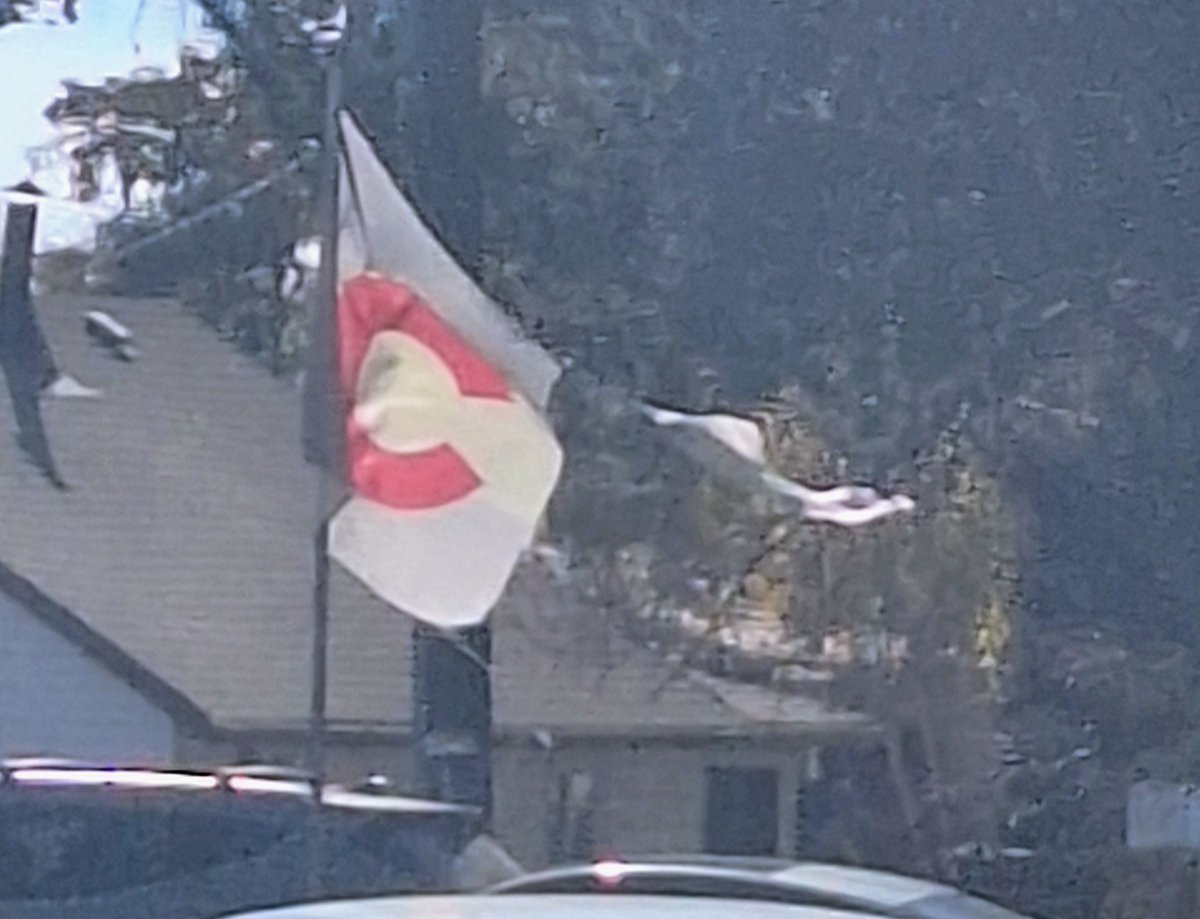 Pffthh's tweet photo. @AskLyft @lyft This decayed Colorado flag is at your flex drive office at 44th and Ward Road. It's an embarrassment and super disrespectful to our state. Please take it down. https://t.co/JZkQPRAuo8