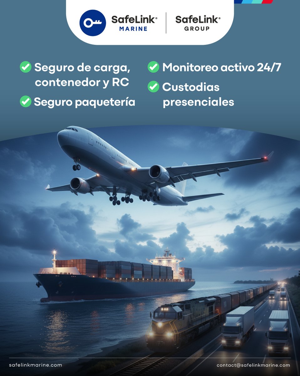 Tu carga viaja segura con el aliado más confiable del sector. 🔒🚛

Más de 1,800 empresas confían en SafeLink para proteger sus operaciones logísticas nacionales e internacionales. 🌎

Contáctanos: contact@safelinkmarine.com | safelinkmexico.com/contacto | +52(33)19838086