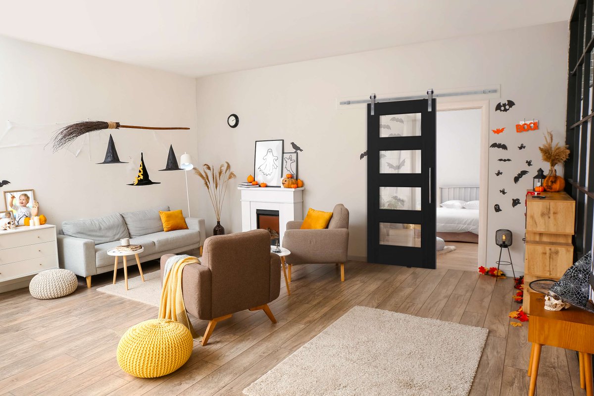 barndoorz's tweet image. Hauntingly beautiful spaces start here. 💀✨
Whether you love a moody black finish or a warm rustic wood, our doors bring boo-tiful design to every room.

#BarnDoorz #HalloweenHome #StyleThatSlides #ModernRustic