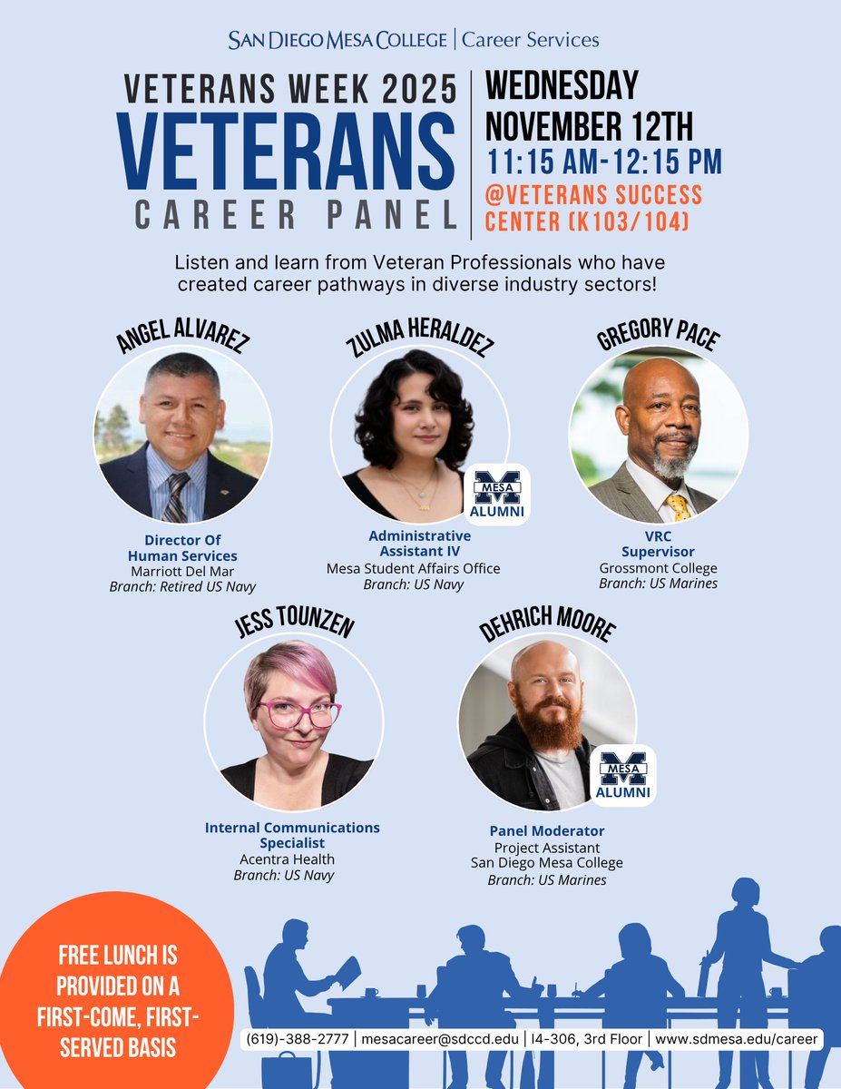 🎖️ Join us for the Veterans Career Panel on November 12th! Hear inspiring stories, gain career insights, and connect with professionals who’ve served. #VeteransDay #CareerPanel