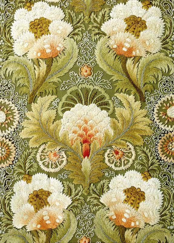helen warlow (@hwarlow) on Twitter photo How utterly splendid this piece of silk embroidery with flowers and leaves is 
William Morris designed and has the credits, it references him but it might be his daughter May’s work, this often happened How utterly splendid this piece of silk embroidery with flowers and leaves is 
William Morris designed and has the credits, it references him but it might be his daughter May’s work, this often happened