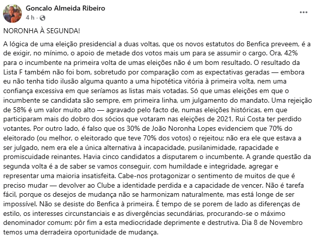 CabineSport's tweet photo. Gonçalo Almeida Ribeiro, candidato a presidente da Mesa da AG do Benfica na lista de Noronha Lopes: https://t.co/fMOUf0DooH