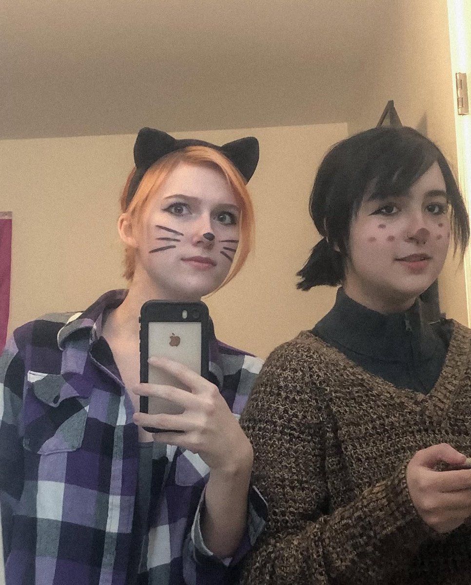 PRIDESDAN's tweet image. Me and gfs cat and bear costume from 4 years ago (our first time meeting irl) in honor of Phanoween week :-)