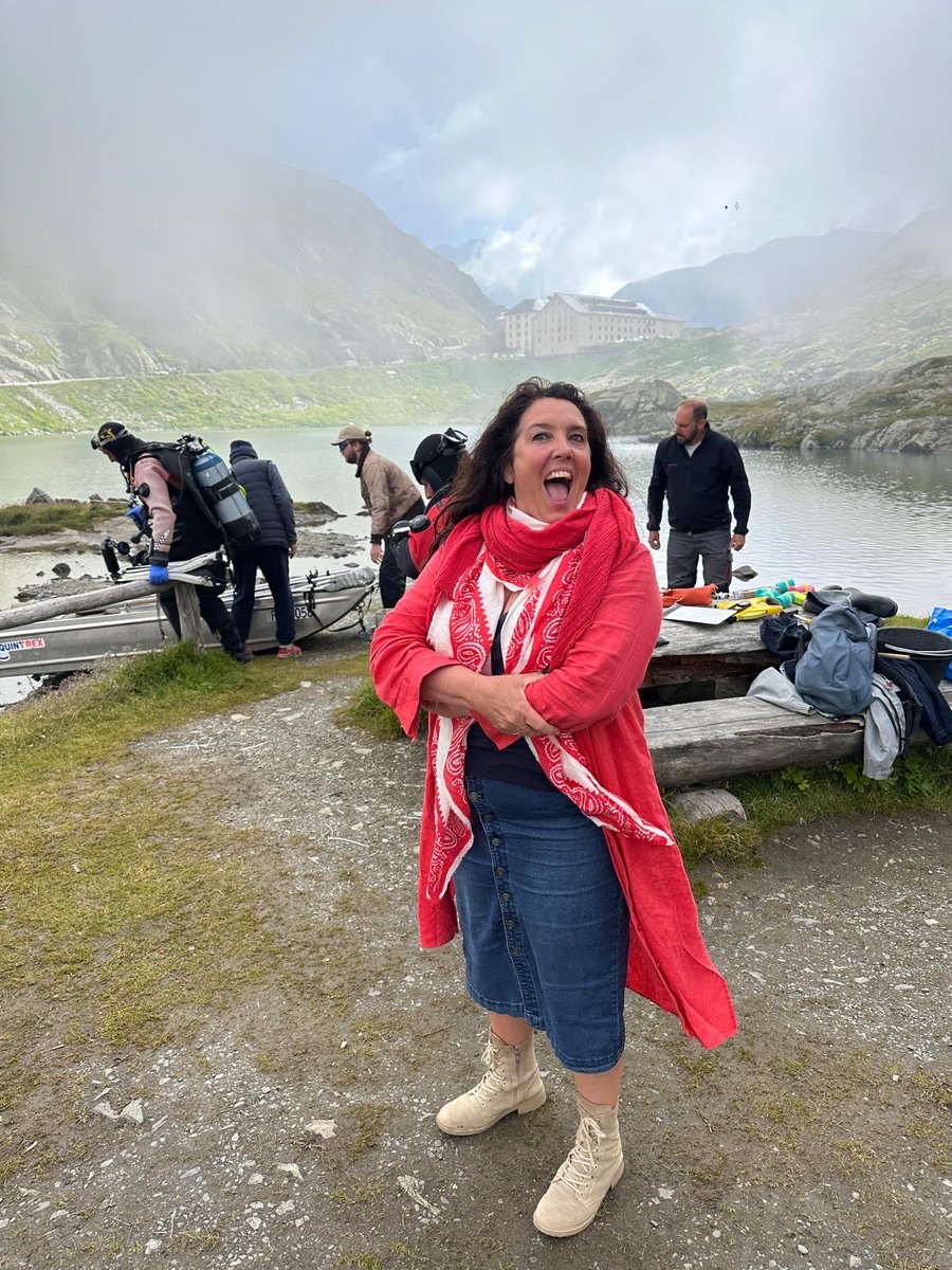 bettanyhughes's tweet image. Yes, beautiful, beautiful #dogs in the #Swiss mountains and as you can see I’m also super-excited by the amazing #ancient  #archaeology emerging from this lake - #Treasures of #Switzerland this Saturday #C4 X