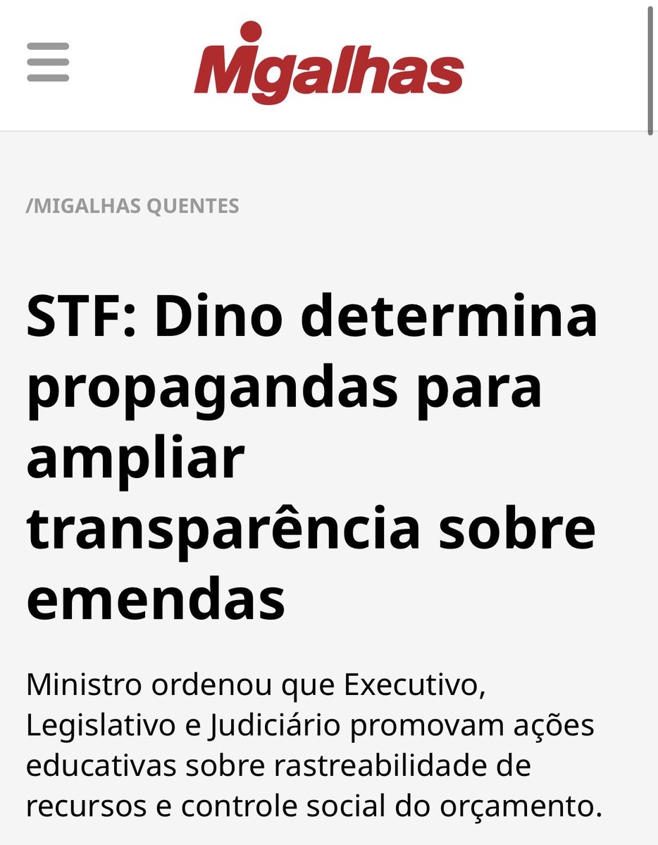 O trabalho do ministro Flávio Dino na gestão do gravíssimo problema das emendas da corrupção/orçamento secreto vai entrar pra história, como a lei da transparência e do acesso à informação. Controle social é cidadania! O cidadão tem todo direito de saber onde encontrar de forma