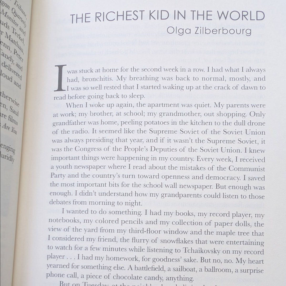 Huge thanks Elizabeth McKenzie and Chicago Quarterly Reivew for publishing my personal essay "The Richest Kid in the World." It's about the fall of the USSR as told through the eyes of a pre-teen, censorship, &amp; the way end of censorship in the USSR affected different generations.
