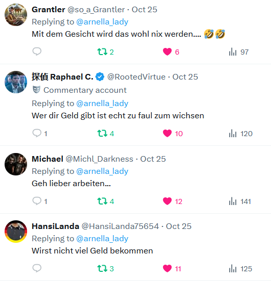 <a href="/arnella_lady/">💸ℒ𝒶𝒹𝓎 𝒜𝓇𝓃ℯ𝓁𝓁𝒶 👑</a> Anhand den vielen Kommentaren will dich auch niemand! 🤣😂