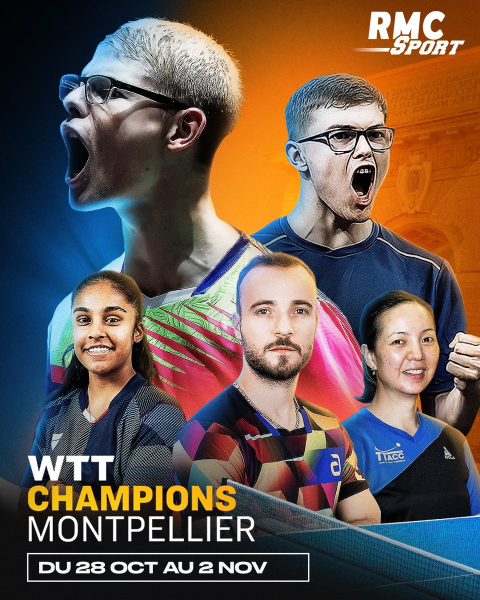 RMCsport's tweet image. 🚨 🏓 GAGNE TES PLACES POUR LE WTT CHAMPIONS DE MONTPELLIER ! 

▪ Mercredi 13h
▪ Mercredi 18h30
▪ Jeudi 13h

Pour participer, RT + Follow et commente en indiquant la session de ton choix.

Bonne chance ! 🍀