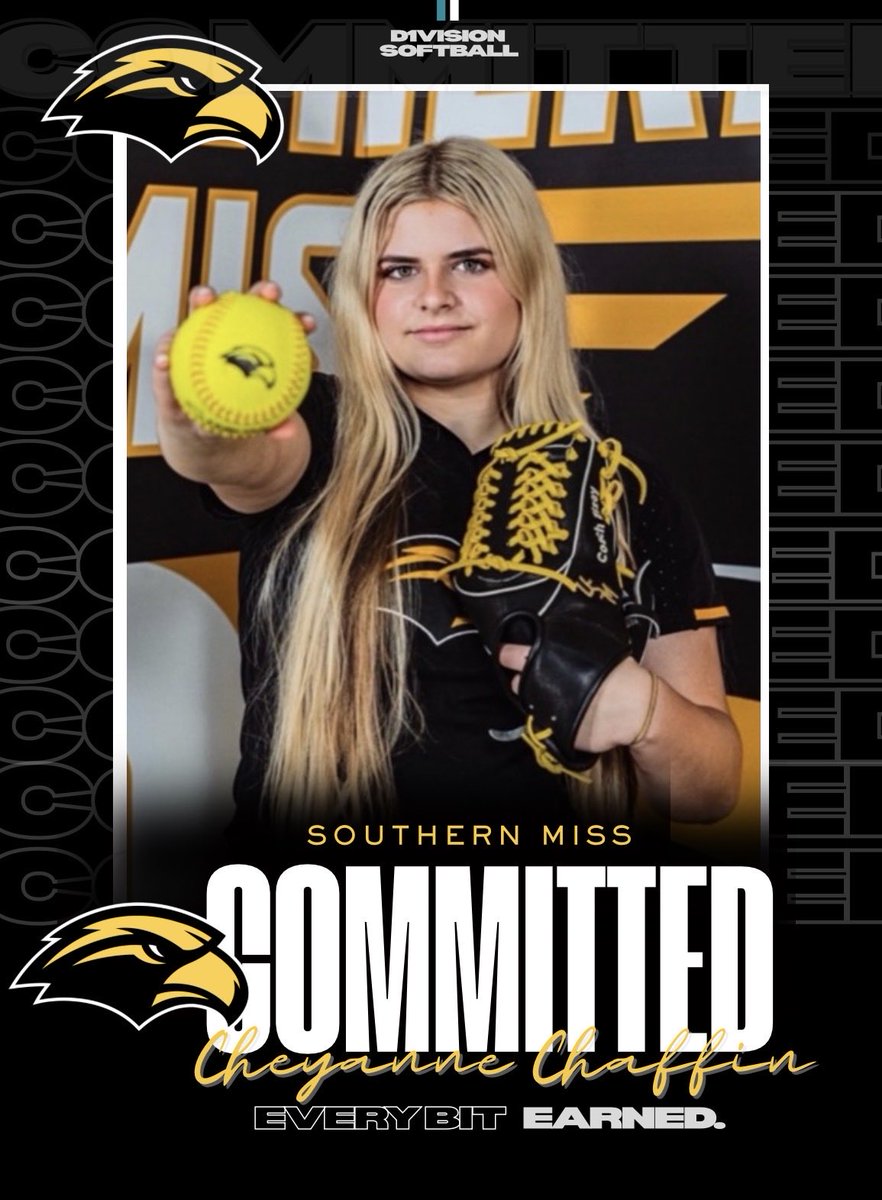 Committed 💛🖤

So proud of you <a href="/CheyanneChaffin/">Cheyanne Chaffin 2027</a> for committing to continue your athletic &amp; academic career at SOUTHERN MISS. It couldn’t be a better fit with one of the sweetest, kindest coaches EVER!! We are so proud of you!!! 

#EveryBitEarbed | #158 | #Committed