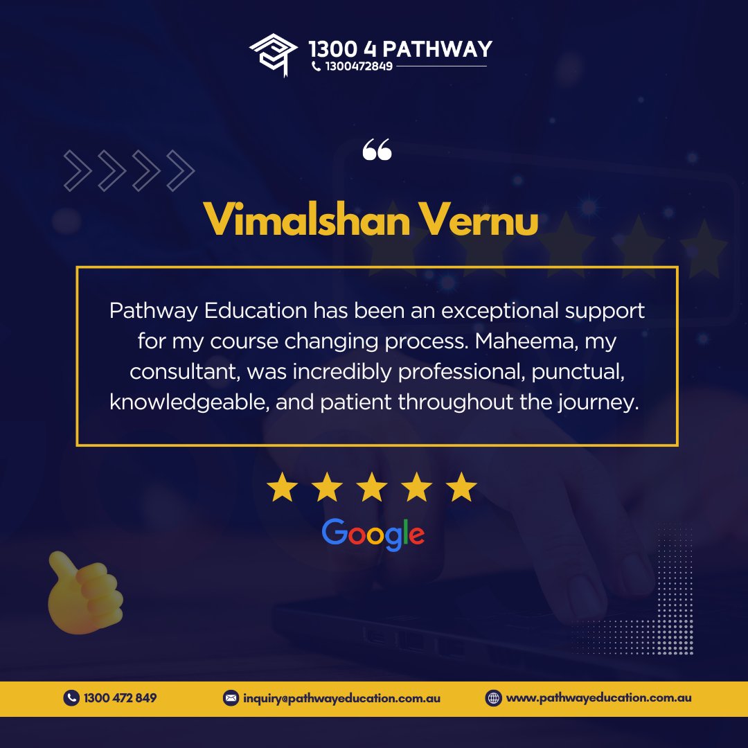 pathway_edu_au's tweet image. 😎What Customer Think about PATHWAY
🎓Customer Reviews⭐️⭐️⭐️⭐️⭐️
🙂👦👩Our Happy Customers

#VisaSuccess #EducationConsultation #MigrationServices
#customerfeedback #review #clientreview #happycustomer