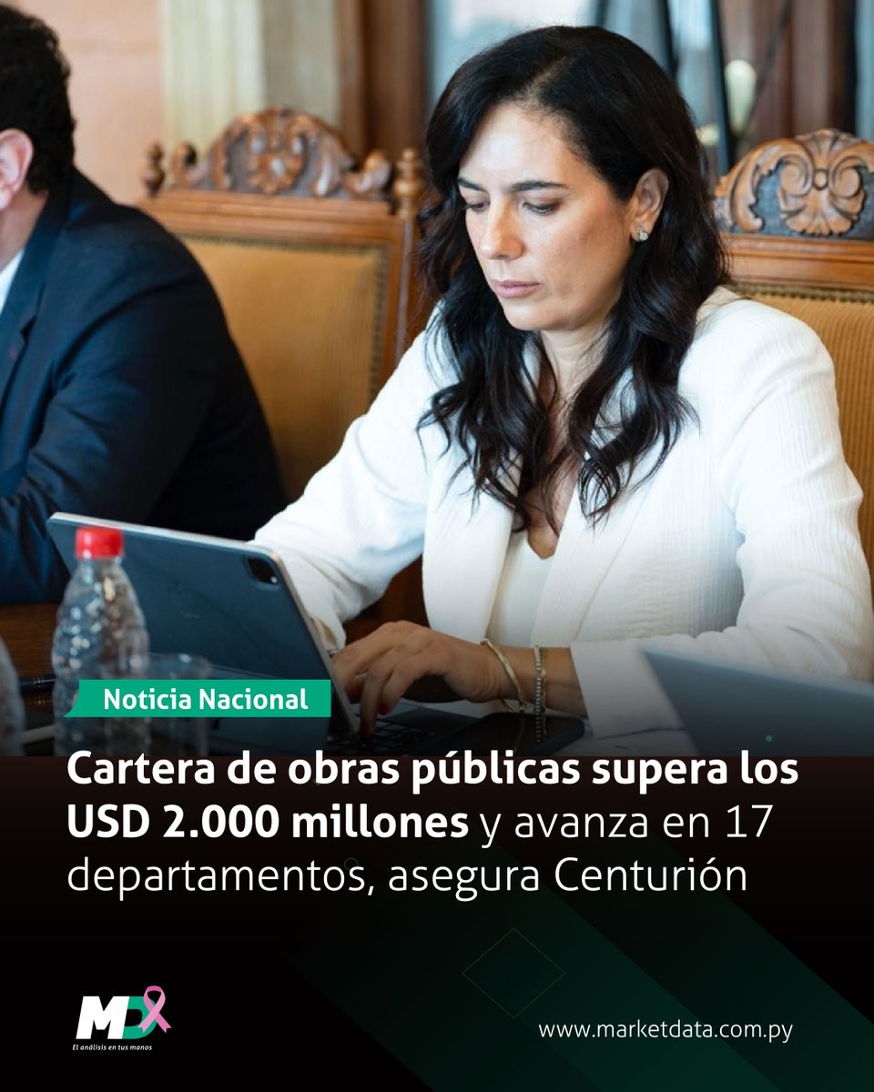marketdata_py's tweet image. 🚧 La ministra de @mopcparaguay, Claudia Centurión, informó que la ejecución presupuestaria del MOPC ya alcanza USD 562 millones.
Además, la institución mantiene 162 contratos activos por USD 2.073 millones y 38 licitaciones en curso.
📍 Más detalles en n9.cl/g4k3a