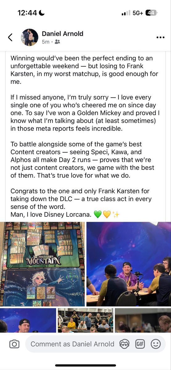 Less characters in this platform.

Story is simple. We go through tough times but the people who lift you up when your down are all that matter.

Likely the best run of my life this weekend going 14-2 and finishing Top 4 #DisneyLorcana #DLCMKE <a href="/TFM_Lorcana/">The Forbidden Mountain</a>