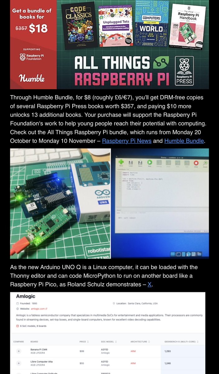 r_schulz_maker's tweet image. Out Now! The latest @adafruit Daily - Python for Microcontrollers published
today. You are interested in text-based programming with #micropython and want to be part of a cool community. 
Subscribe here 🫵: 
adafruitdaily.com
@anne_engineer would be happy too☺️
