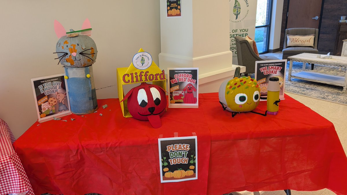 Vine_BranchesLC's tweet image. We&apos;re having a pumpkin decorating contest! Our students in each classroom have worked together to create some amazing pumpkins based on our favorite story book character! Stop by the front desk before Wednesday to vote for your favorite. The winning class will get a prize!
#vablc