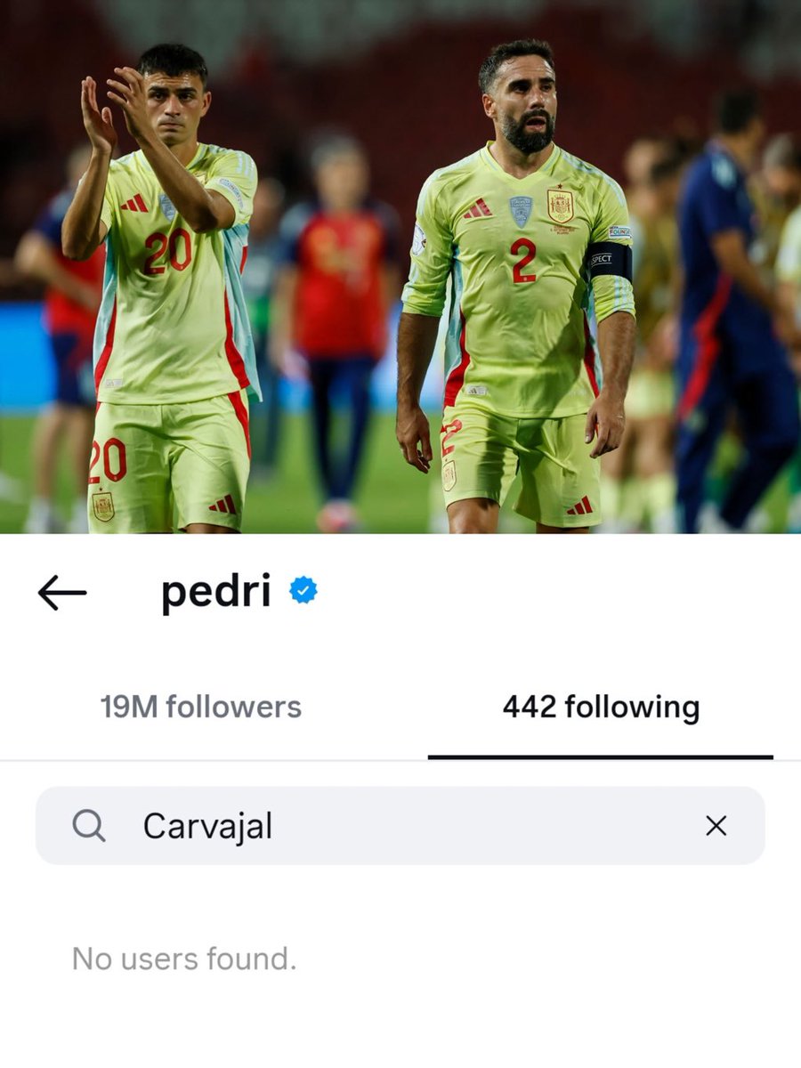 RMadridInfo's tweet photo. Pedri and Lamine unfollowed Carvajal on instagram. 🥺 https://t.co/9K2kaP4RDZ