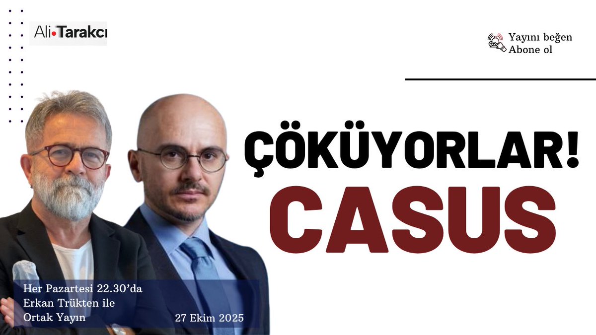 alitarakcii's tweet photo. 📺 Bu akşam 22.30’da!
Ali Tarakcı &amp; Erkan Trükten
gündemin nabzını tutuyor!
Siyaset, ekonomi, perde arkası kulisler…
💬 Yorumunla sen de yayına katıl!

📺İzlemek için
https://t.co/IjymJ2Uj29

#AliTarakcı #ErkanTrükten #Gündem #Siyaset #Ekonomi #CanlıYayın #YayınaKatıl #İmamoğlu https://t.co/Gjqk4F9Mql