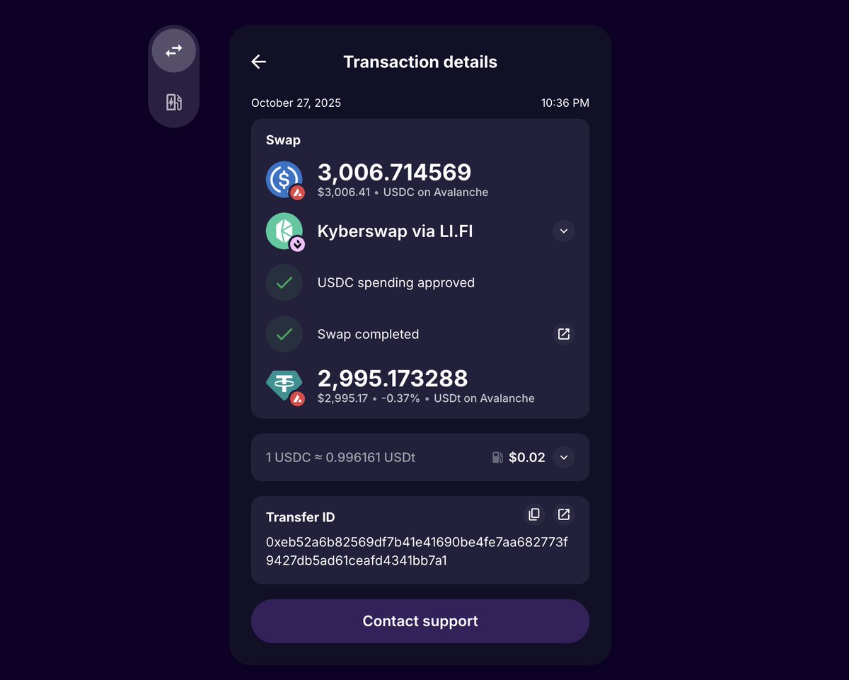 Okay. That was an unpleasant experience. I lost about $12 on a regular USDC → USDT swap because the <a href="/JumperExchange/">Jumper - Earn is Live</a>  aggregator chose that specific route.

Powered by Li FI🤡

I’ll probably choose <a href="/BungeeExchange/">Bungee</a>  next time.