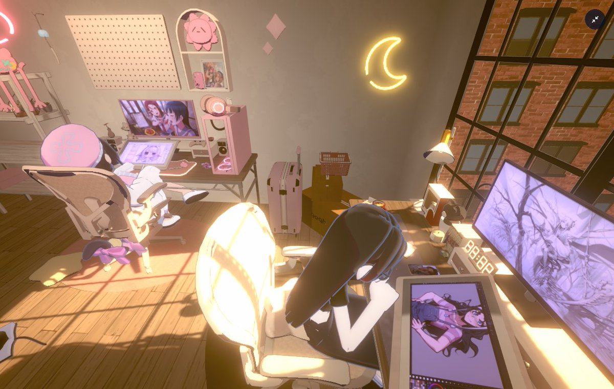 tu amiga coworker vive a 370km, asi que le haces un setup rosita en un jueguito para estar juntas🤍