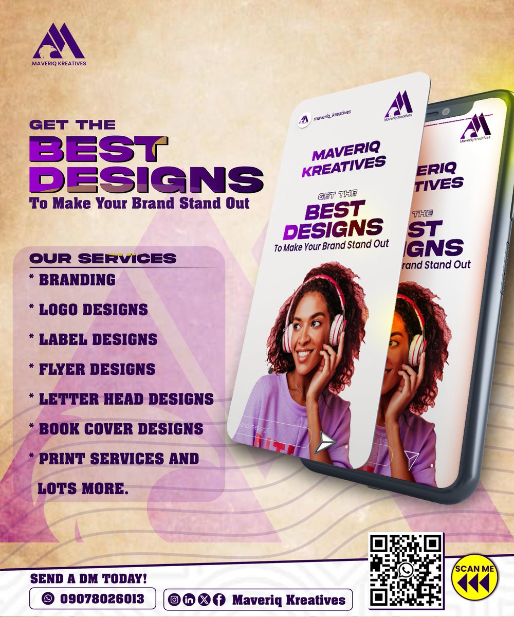 realmaveriq's tweet image. 🚨💡ARE YOU LOOKING FOR A CREATIVE DESIGNER?
Are you looking to make your business impossible to ignore?
At Maveriq Kreatives, we create clean, and professional designs that tell your story, from stunning logos and brand identities to social media visuals that stop the scroll.