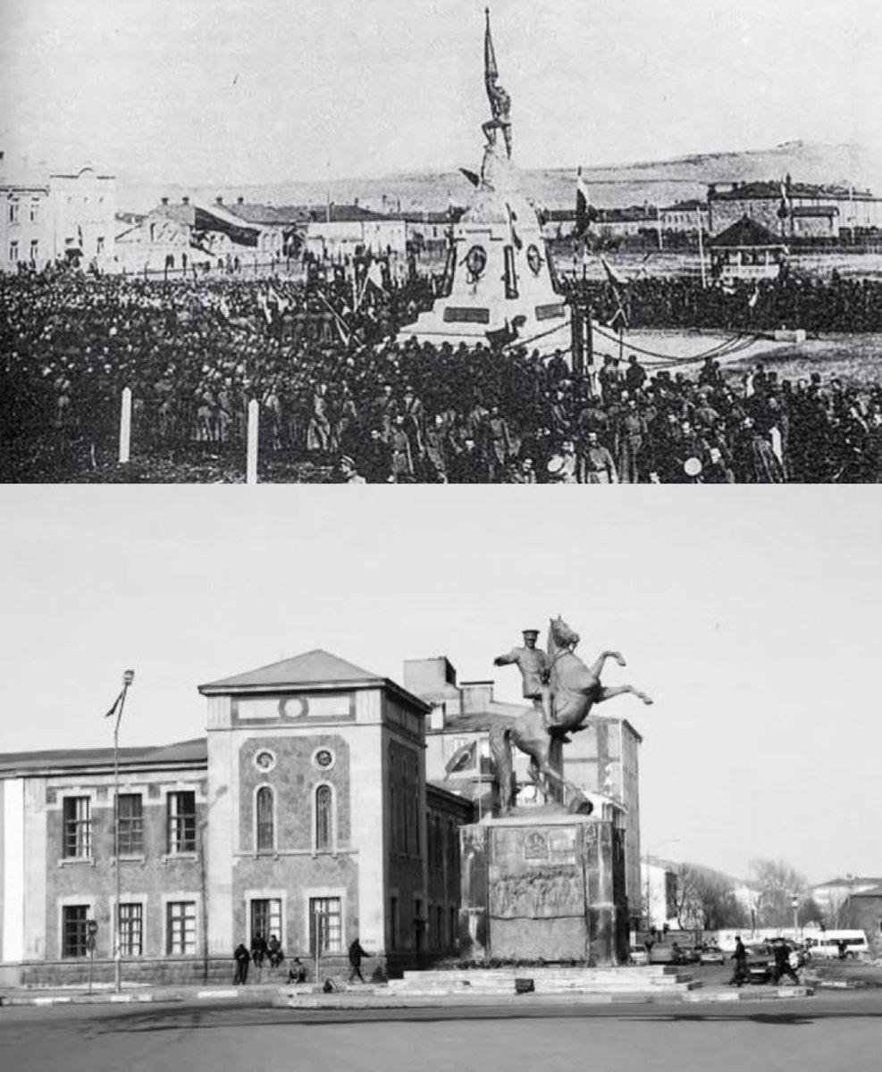 Rusların 40 yıllık işgali üzerine Kars’ta diktiği zafer anıtı. 

O anıtı yıktık,

Tam olarak aynı yere Atatürk anıtı diktik. 

Türk “zafer” kıran, oyunu bozandır. 
Bitti sanıldığı yerden başlayandır.
