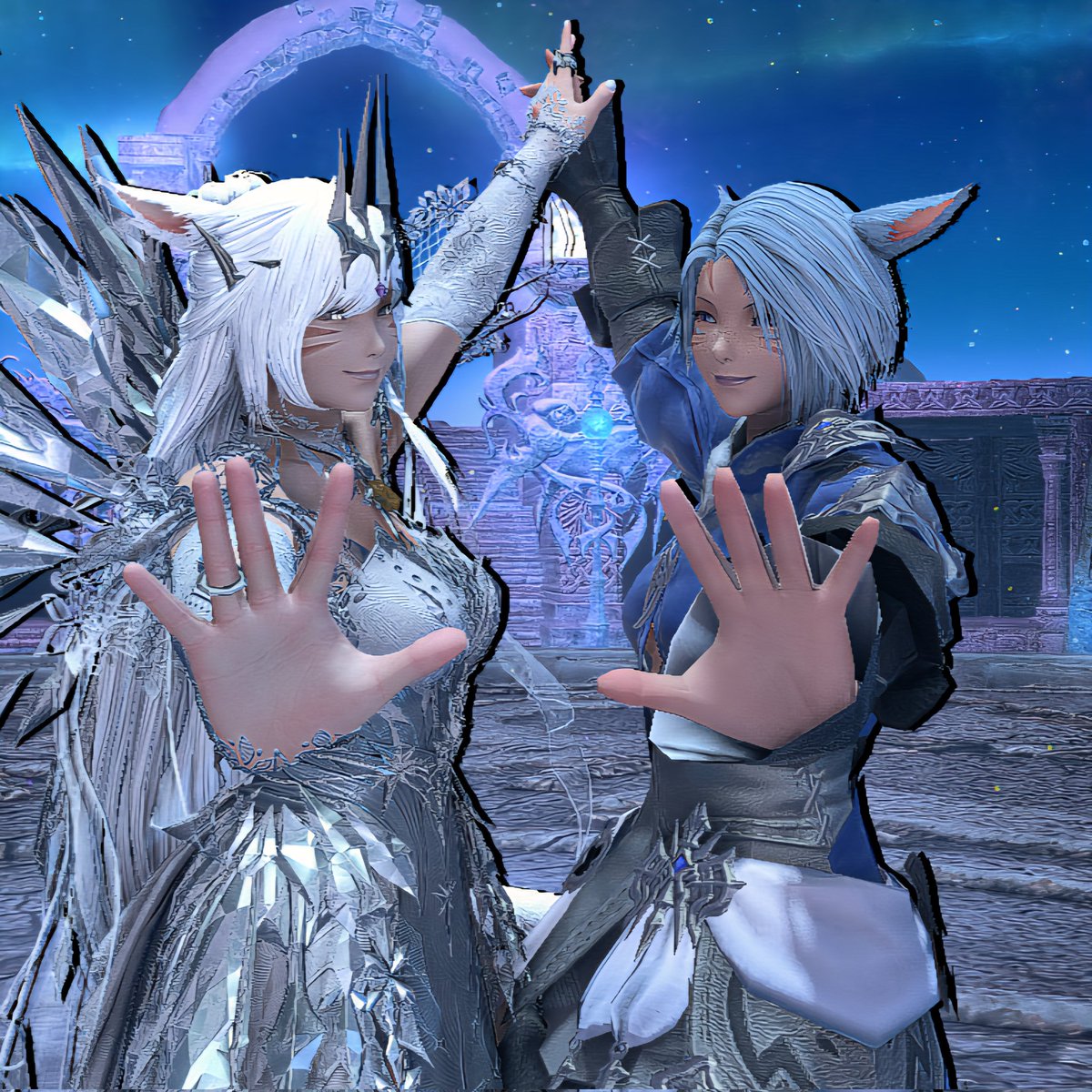 MaverynHB's tweet photo. Maveryn wanted to find the wife @TheFistOfFrost a cute costume for them to match, but remembered she has her own "costume" she can change to anytime, and decided she needed to step up ❄️💜
#GPOSERS #FFXIVScreenshot #FFXIVMoogle #FFXIVChaos #FFXIVMiqote #KAOS https://t.co/44QFu8jBh0