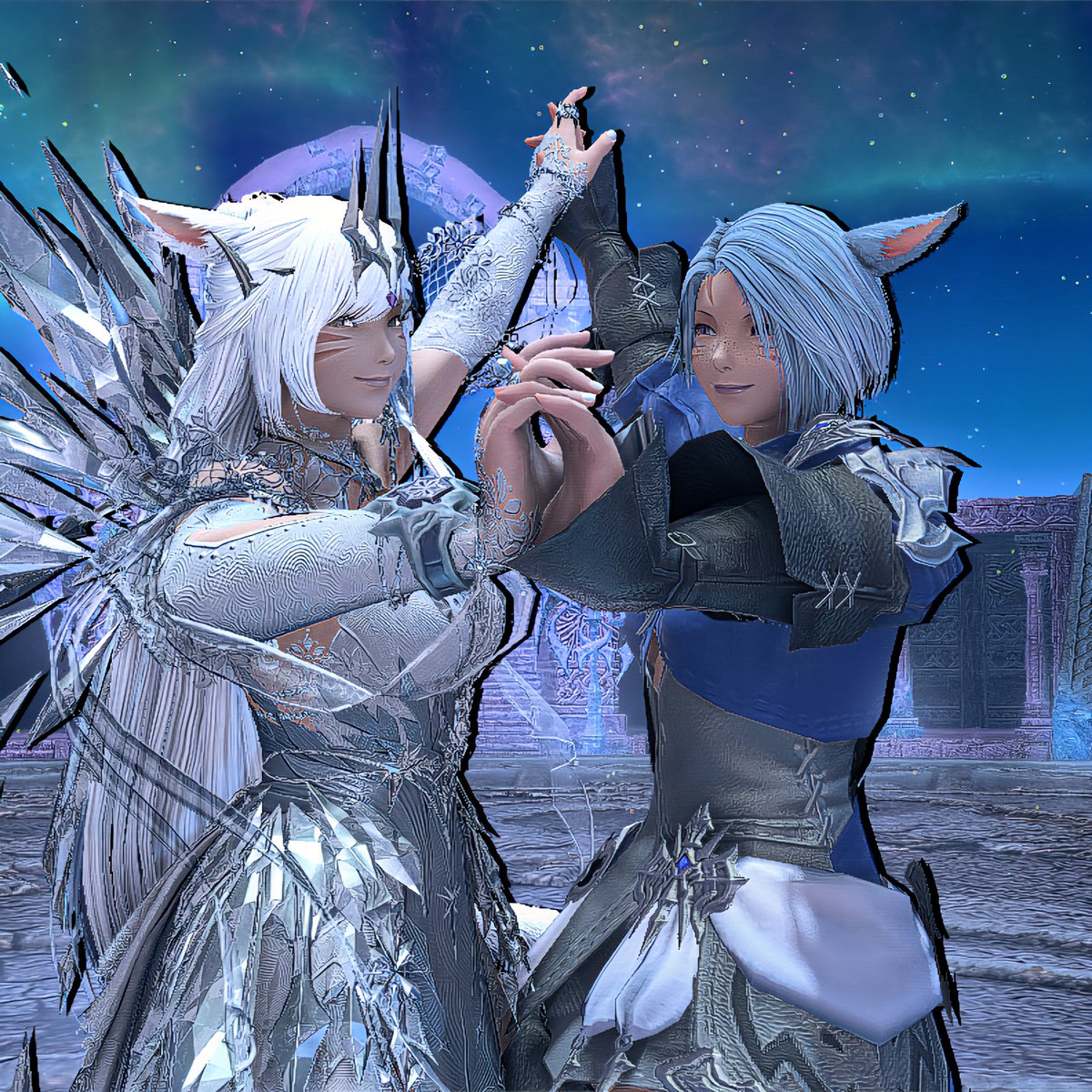 MaverynHB's tweet photo. Maveryn wanted to find the wife @TheFistOfFrost a cute costume for them to match, but remembered she has her own "costume" she can change to anytime, and decided she needed to step up ❄️💜
#GPOSERS #FFXIVScreenshot #FFXIVMoogle #FFXIVChaos #FFXIVMiqote #KAOS https://t.co/44QFu8jBh0