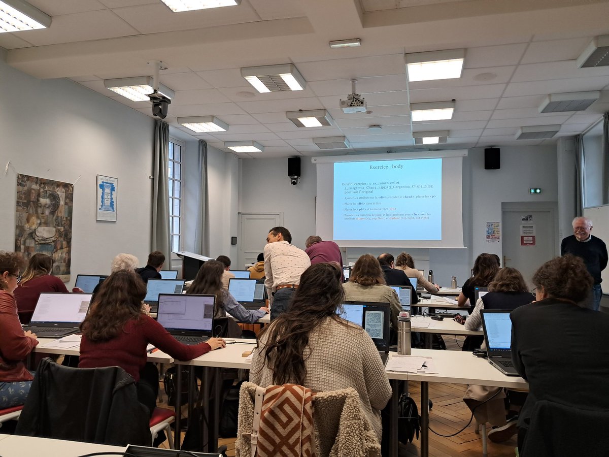 La session 2025 de la #Formation #Initiation à l’encodage #XML #TEI des textes patrimoniaux est lancée.  
+19 participant•e•s encadrés par nos 3 formateurs dévoués,
<a href="/CESR_Tours/">Centre d'études supérieures de la Renaissance</a> 
Grâce aux soutiens précieux de <a href="/biblissima/">Biblissima</a>  et de <a href="/cstariane/">Consortium-HN ARIANE</a> <a href="/Huma_Num/">Huma-Num</a>  #CNRS