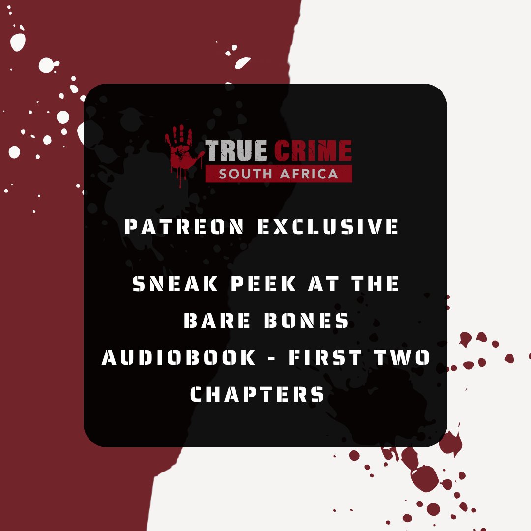 TCSApod's tweet image. My new book, Bare Bones: Cold Cases from True Crime South Africa, has hit the shelves and I&apos;m recording the audiobook. Patreon members get a sneak peek at the first 2 chapters!
Listen now: patreon.com/posts/14218503…