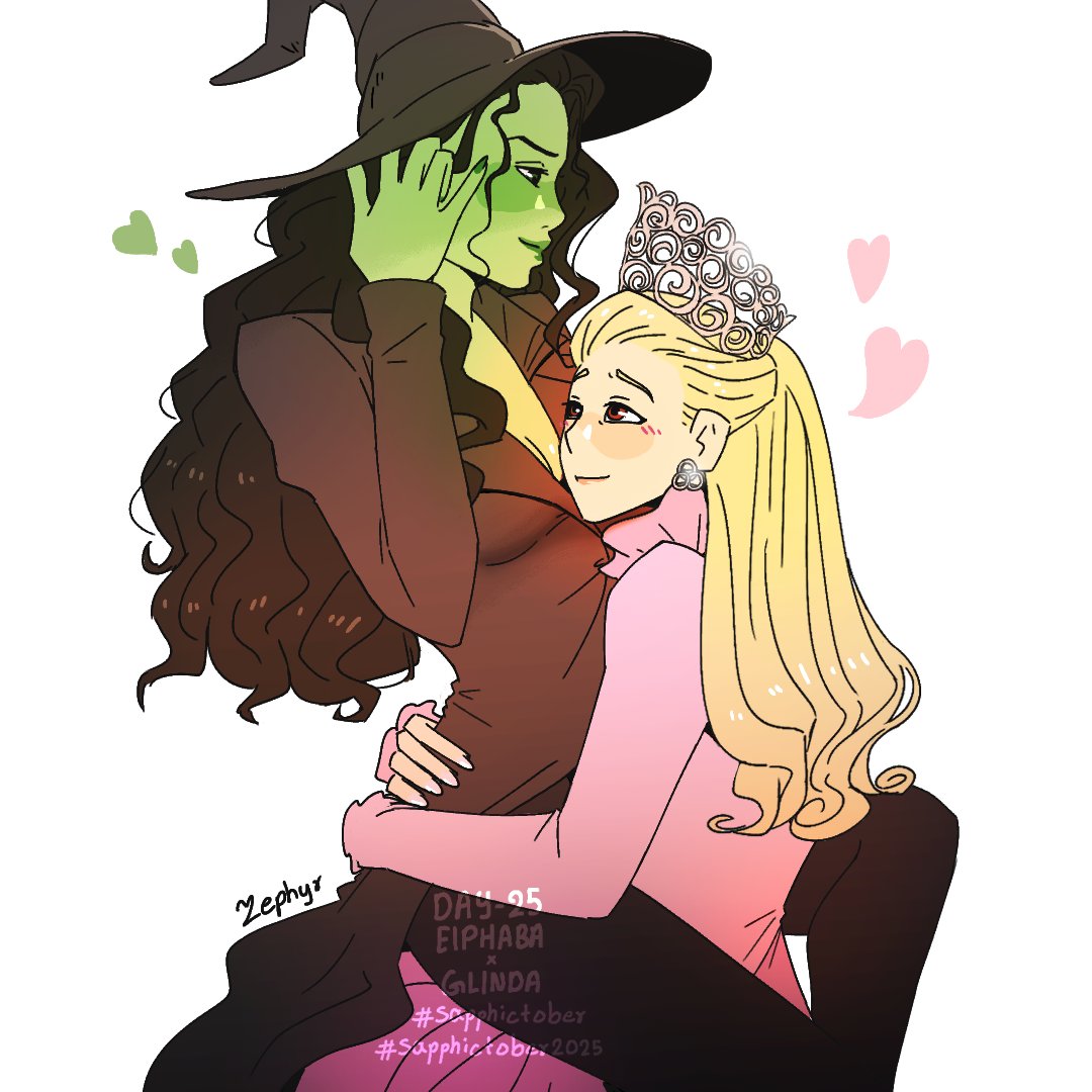 ZephyrCorner's tweet image. Day 25 - Elphaba x Glinda (Wicked) 💚🩷
~Zephyr
#sapphictober #WickedForGood
#sapphictober2025 #Wicked