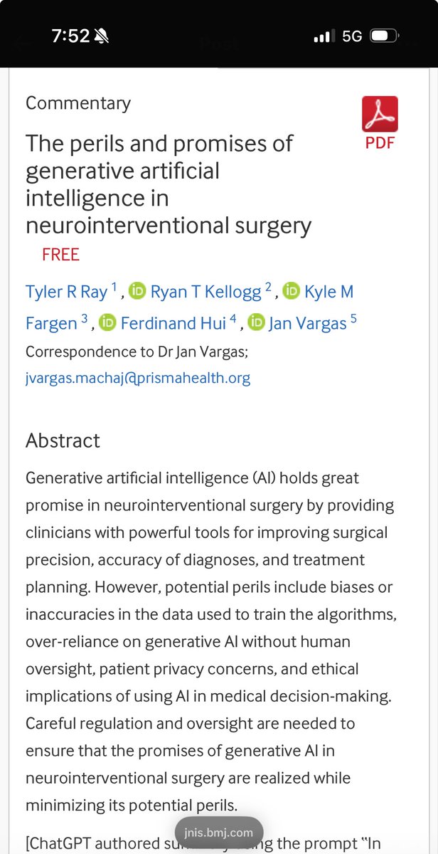 Ongoing discussions on the benefits and limitations of artificial intelligence in medicine. Educators have a responsibility of learning to prepare students in K-12 through graduate and doctoral programs. 

jnis.bmj.com/content/16/1/4

#MVPBuzz #TeachAI #MedTwitter #microsoftEdu