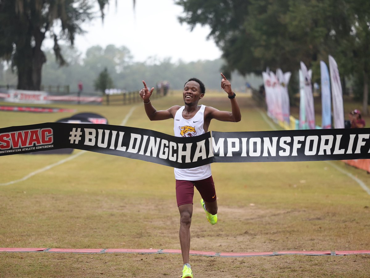 theswac's tweet photo. 🏆 Andrew Kiplagat crosses first!

#SWACXC | #BuildingChampionsForLife https://t.co/0gYonmlfDS