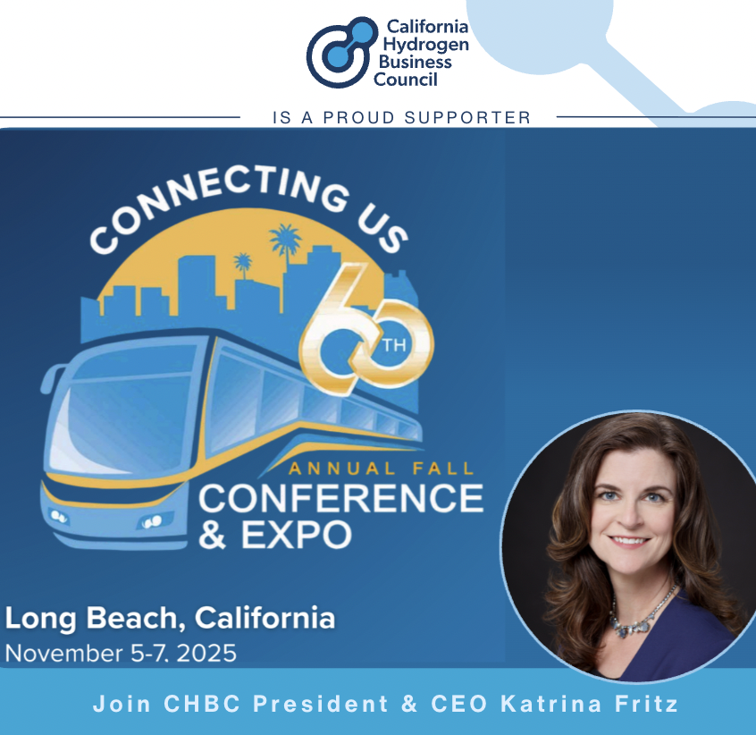 CAHydrogen's tweet photo. 🚍 Next week, CHBC President &amp; CEO Katrina Fritz will join transit leaders at the @CalTransit’s 60th Annual Fall Conference &amp; Expo! With #hydrogen powering #cleantransit growth, CHBC is proud to help shape CA’s #zeroemission future.

🔗 https://t.co/L0STeGK9FX
#CaliforniaHydrogen https://t.co/PhGEYBR5iX
