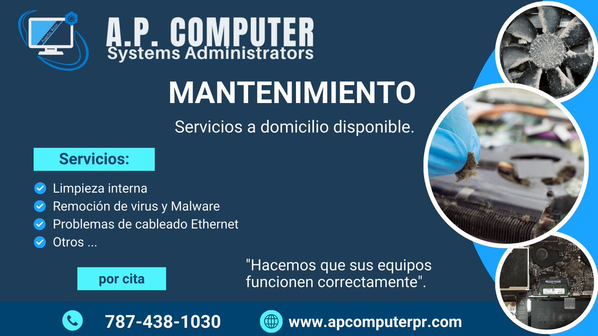 apcomputerpr's tweet image. Nuestro equipo de técnicos altamente capacitados se asegurará de que sus dispositivos funcionen de manera óptima y segura. 
#reparaciondecomputadoras #reparaciondelaptops #APComputer #APComputerSystems #APComputerPR #APComputerPRUSA #Dios #Diosesbueno #God #Godisgood