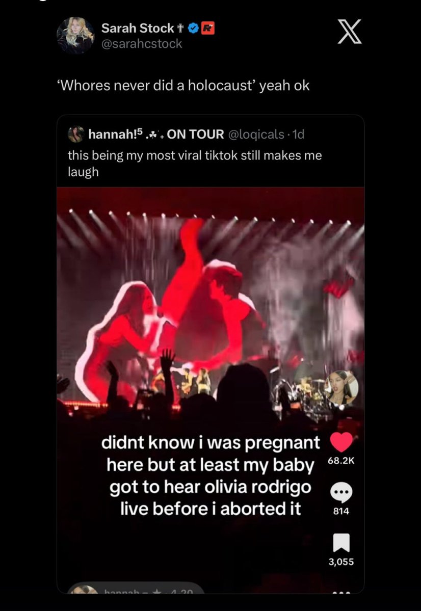 sarahcstock's tweet image. This unrepentant child killer made her account private but good thing I have a screenshot. Women like this should be shamed out of polite society